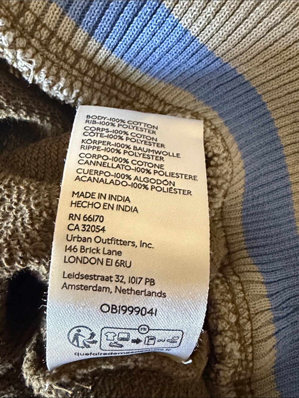 Free People rio sweater Olive Green V-Neck Sweatshirt with Blue-Trim - Picture 11 of 11
